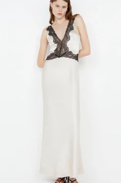 ALLEGRA LACE TRIM DRESS (SAND/BLACK)