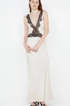 ALLEGRA LACE TRIM DRESS (SAND/BLACK)