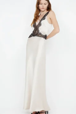ALLEGRA LACE TRIM DRESS (SAND/BLACK)