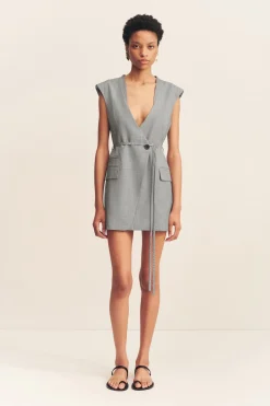 ASHER SLEEVELESS BLAZER DRESS (SMOKE GREY)