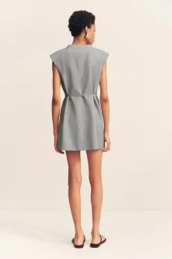 ASHER SLEEVELESS BLAZER DRESS (SMOKE GREY)