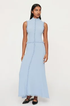 AVALON FRINGE KNIT DRESS (BLUE TINT)