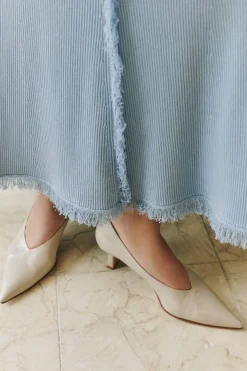 AVALON FRINGE KNIT DRESS (BLUE TINT)