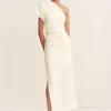 BEAU ASYMMETRICAL MIDI DRESS (IVORY)