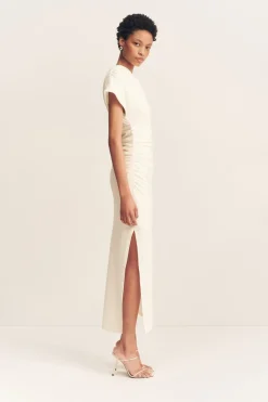 BEAU ASYMMETRICAL MIDI DRESS (IVORY)