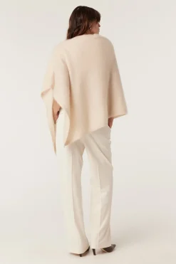 BRUSHED PURE CASHMERE PONCHO (FAWN)