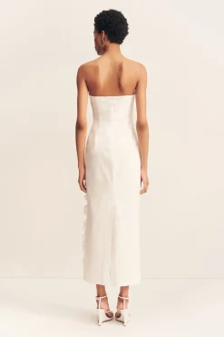 CAMPBELL RUFFLE MIDI DRESS (WHITE)