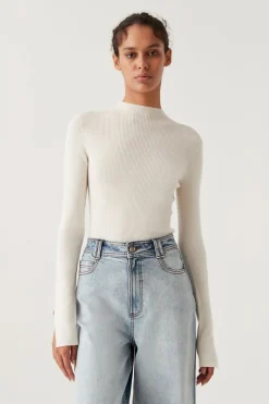 CAROLINE RIB KNIT TOP (IVORY)