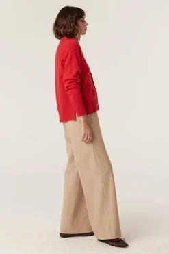 CASHWOOL V CARDIGAN (POPPY RED)