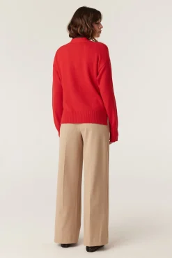 CASHWOOL V CARDIGAN (POPPY RED)