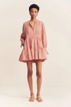 CELESTE TIERED MINI DRESS (ROSE)