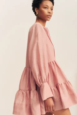 CELESTE TIERED MINI DRESS (ROSE)