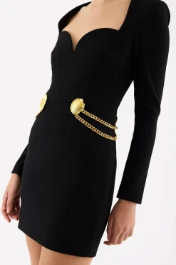 CHELSEA LONG SLEEVE MINI DRESS (BLACK)
