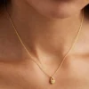 CRYSTAL LOTUS HEART PADLOCK NECKLACE (18K GOLD VERMEIL)