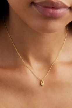 CRYSTAL LOTUS HEART PADLOCK NECKLACE (18K GOLD VERMEIL)