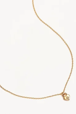 CRYSTAL LOTUS HEART PADLOCK NECKLACE (18K GOLD VERMEIL)
