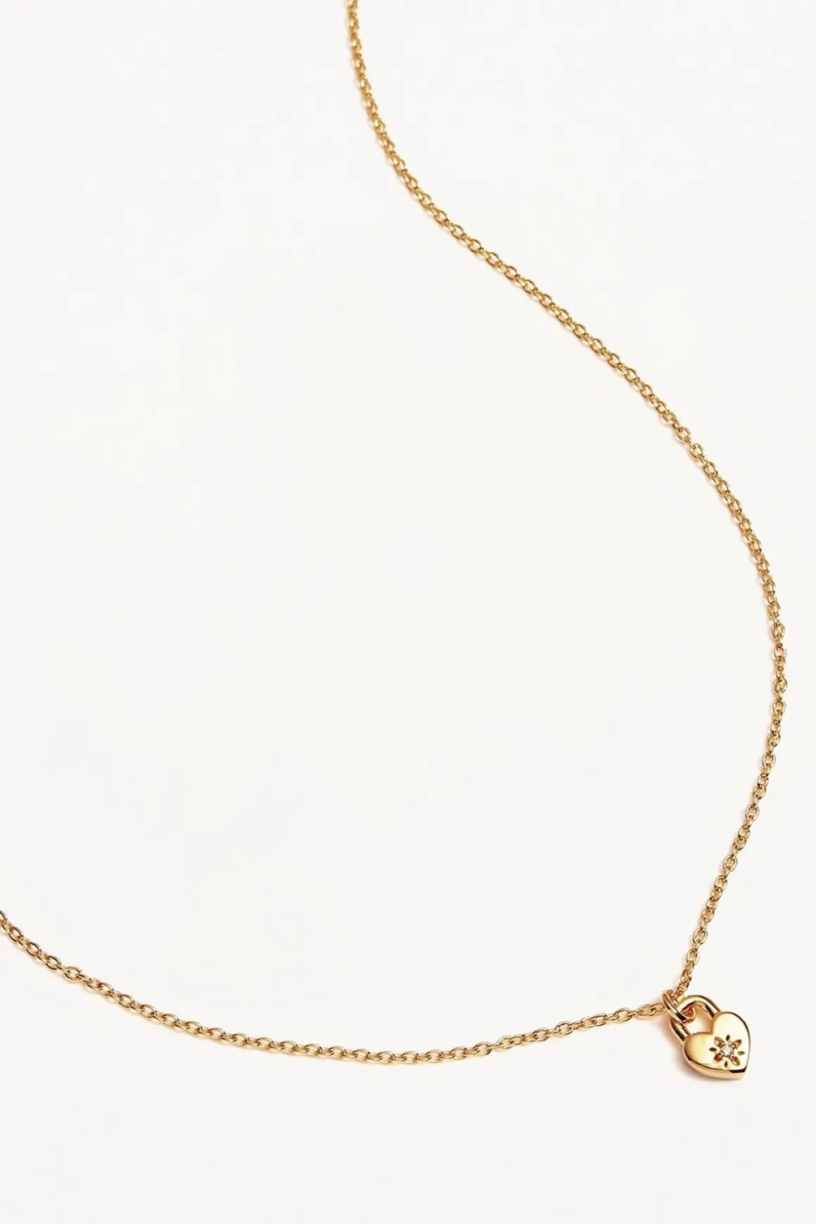 CRYSTAL LOTUS HEART PADLOCK NECKLACE (18K GOLD VERMEIL)