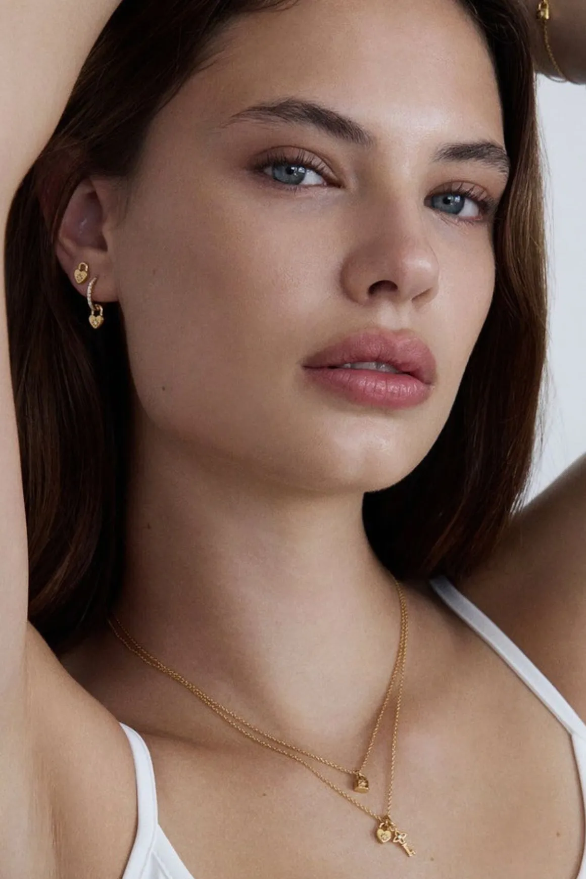 CRYSTAL LOTUS HEART PADLOCK NECKLACE (18K GOLD VERMEIL)