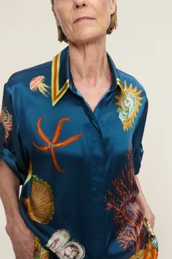 DORIAN SILK SHIRT (NAVY)