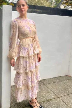 EDEN LACE EDGE MIDI DRESS (NATURAL IRIS)