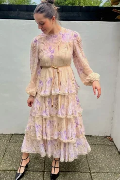 EDEN LACE EDGE MIDI DRESS (NATURAL IRIS)