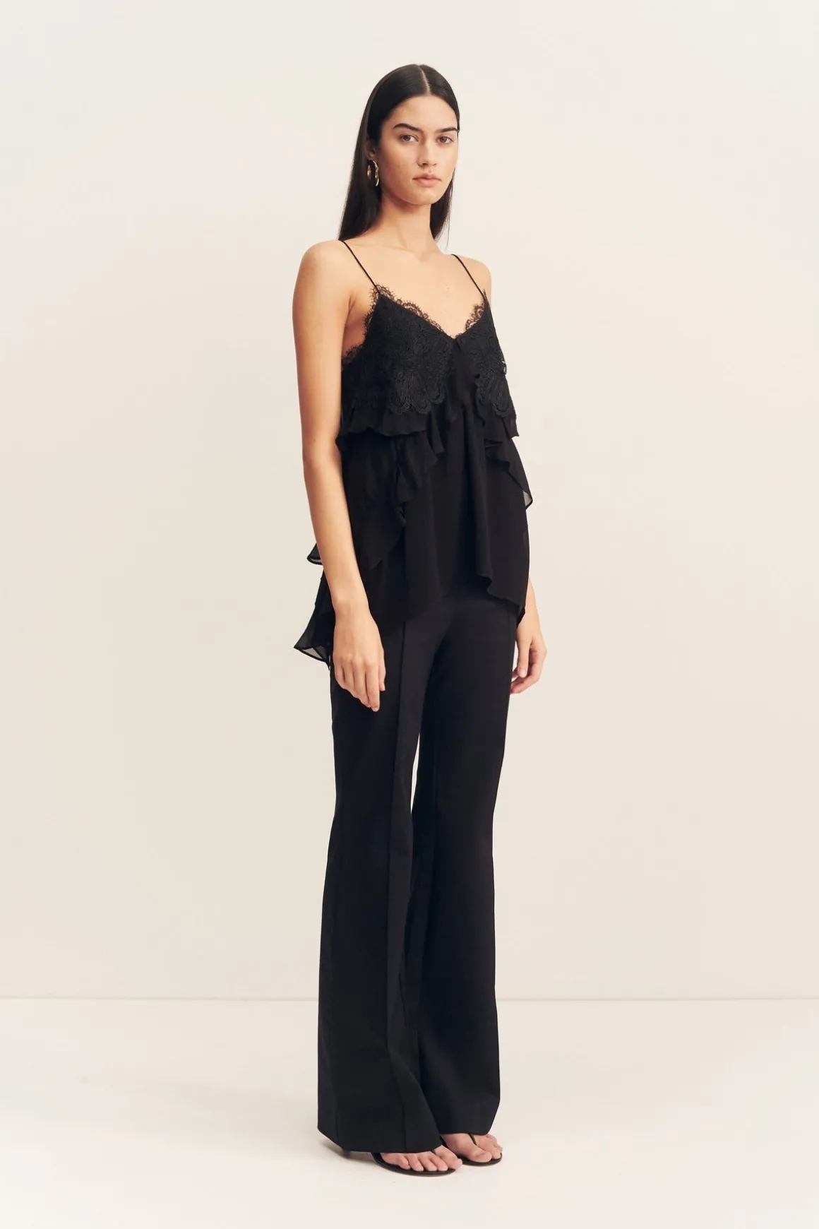 EMORY LACE RUFFLE CAMI (BLACK)