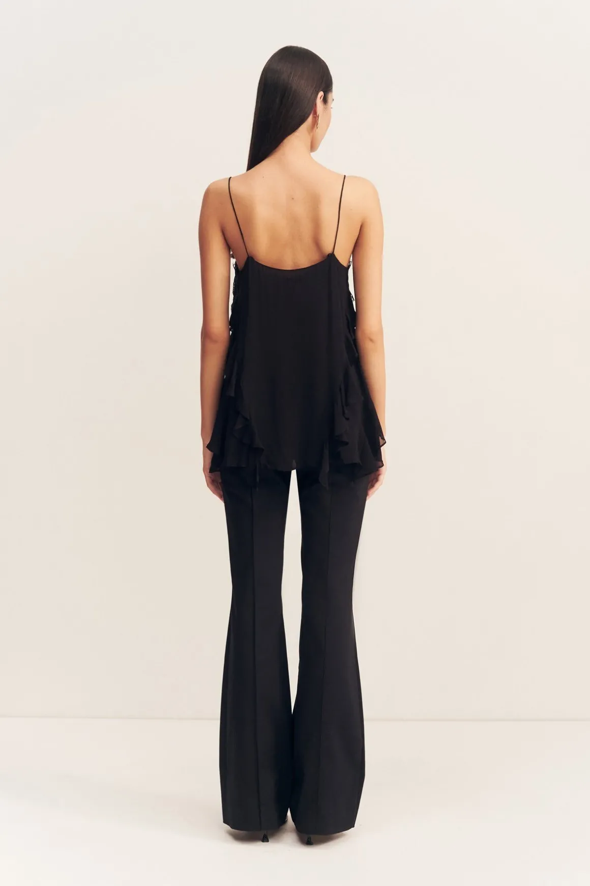 EMORY LACE RUFFLE CAMI (BLACK)