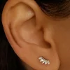 ETERNAL LOTUS CRYSTAL SINGLE STUD EARRINGS (14K GOLD)