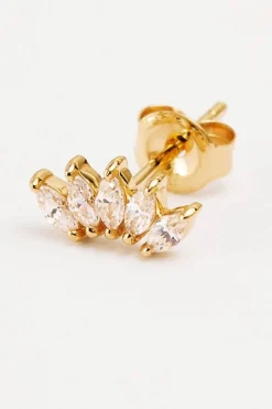 ETERNAL LOTUS CRYSTAL SINGLE STUD EARRINGS (14K GOLD)