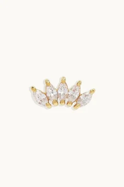 ETERNAL LOTUS CRYSTAL SINGLE STUD EARRINGS (14K GOLD)