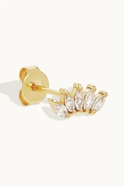 ETERNAL LOTUS CRYSTAL SINGLE STUD EARRINGS (14K GOLD)