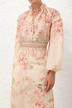 ILLUMINATE BILLOW BLOUSE (CORAL FLORAL)