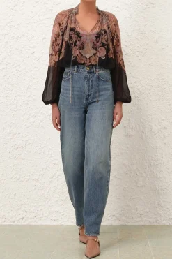 ILLUSTRATION BILLOW BLOUSE (BLACK PAISLEY)