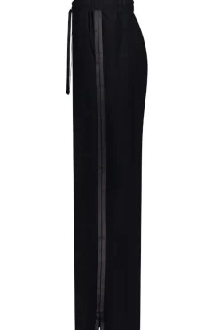 INDIANNA WIDE LEG PANT (BLACK/BLACK SATIN STRIPE)