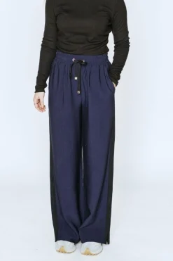 INDIANNA WIDE LEG PANT (NAVY/BLACK STRIPE)