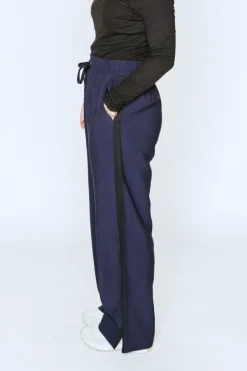 INDIANNA WIDE LEG PANT (NAVY/BLACK STRIPE)