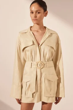 KASBAH UTILITY MINI DRESS (OYSTER)