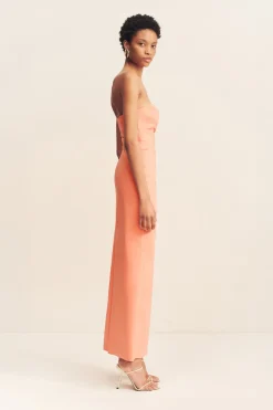 LANI STRAPLESS DRAPED MAXI DRESS (PEACH)