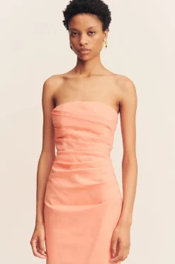 LANI STRAPLESS DRAPED MAXI DRESS (PEACH)