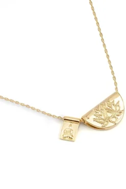 LOTUS AND LITTLE BUDDHA NECKLACE (18K GOLD VERMEIL)