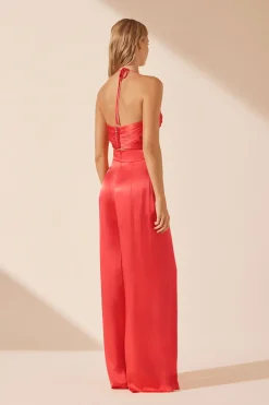 LYDIE RUCHED CUT OUT TOP (POPPY RED)