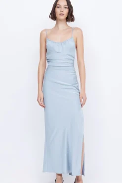 MARI LOU GATHERED MAXI DRESS (DOVE BLUE)