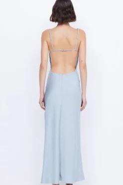 MARI LOU GATHERED MAXI DRESS (DOVE BLUE)
