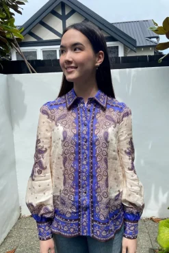 MAXINE BLOUSON SHIRT (PURPLE PAISLEY)