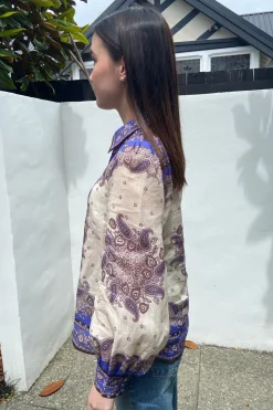 MAXINE BLOUSON SHIRT (PURPLE PAISLEY)