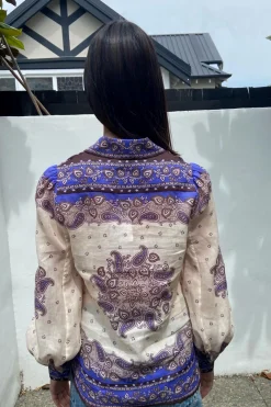MAXINE BLOUSON SHIRT (PURPLE PAISLEY)