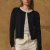 MERINO CROP CREW CARDI (BLACK)