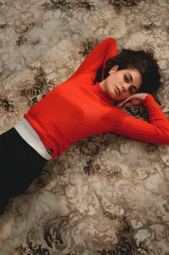 MERINO TULLE CREW (MAGMA)