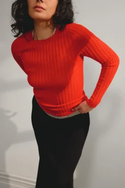 MERINO TULLE CREW (MAGMA)