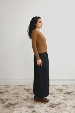 MERINO TWEEDY CROP CARDIGAN (WALNUT)